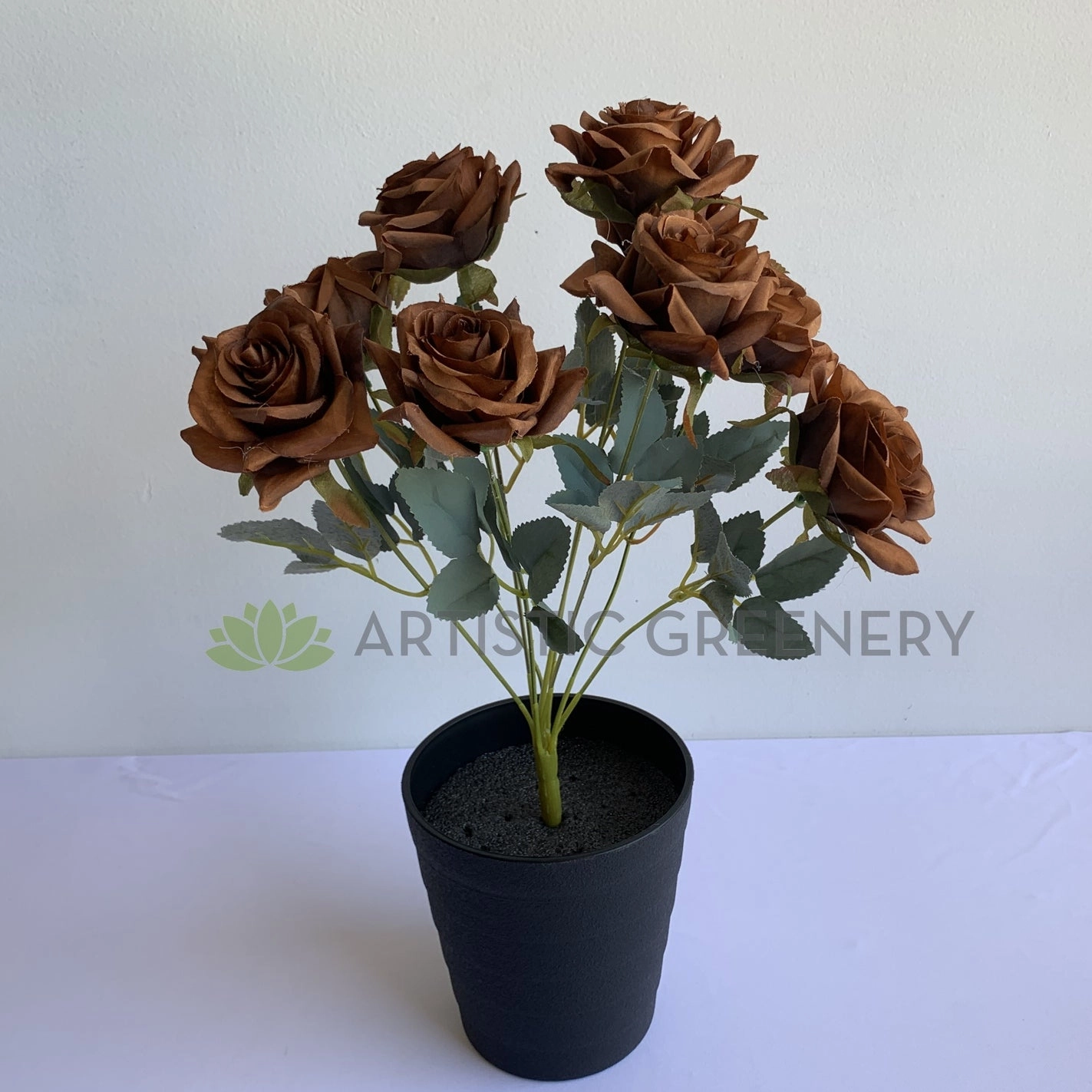 SP0375 Rustic Rose Bunch 45cm Burgundy / Mocha / Pink / Rustic Orange / Brown