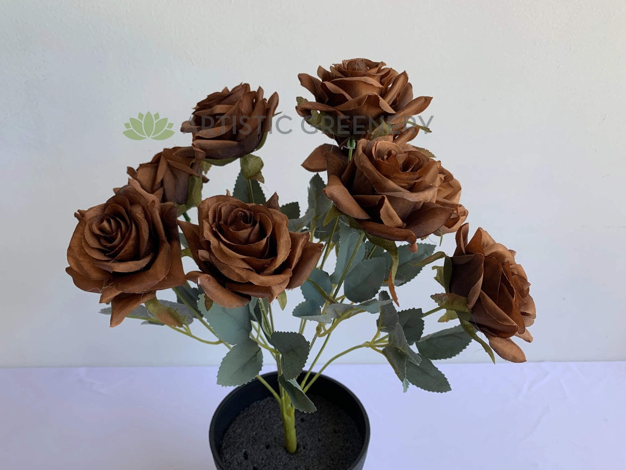 SP0375 Rustic Rose Bunch 45cm Burgundy / Mocha / Pink / Rustic Orange / Brown