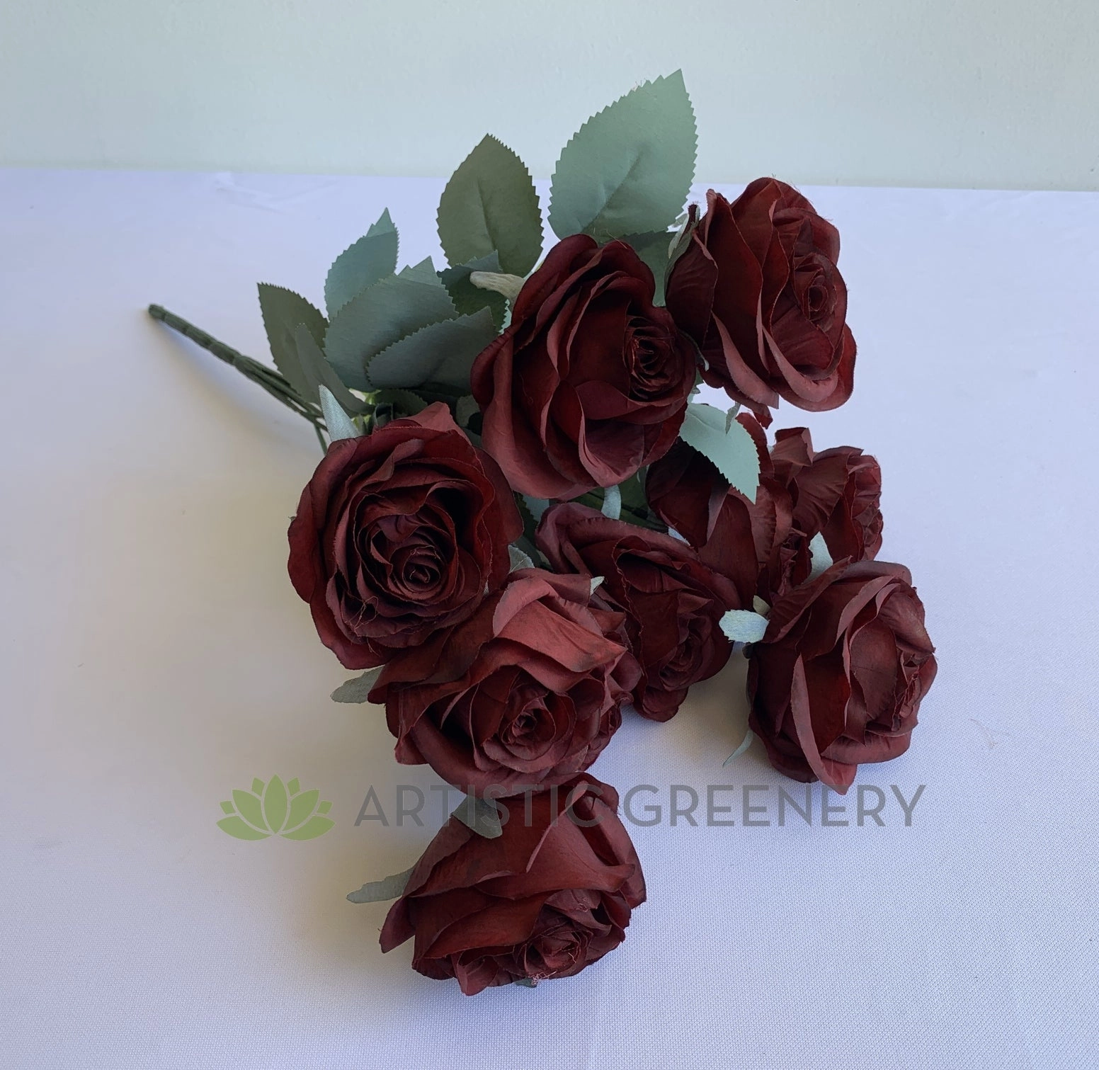 SP0375 Rustic Rose Bunch 45cm Burgundy / Mocha / Pink / Rustic Orange / Brown