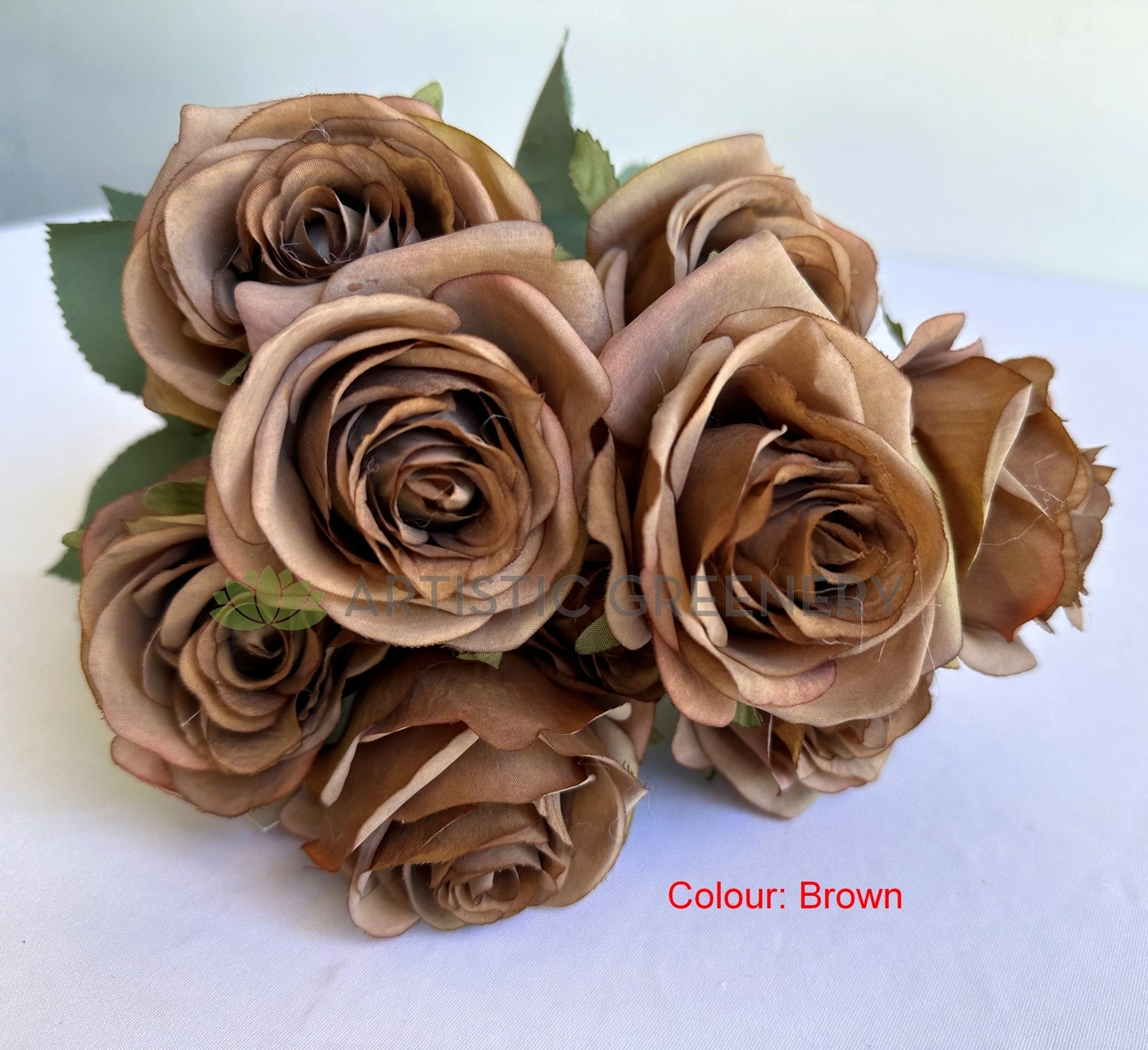 SP0375-S89 Rustic Rose Bunch 45cm Brown / Nude
