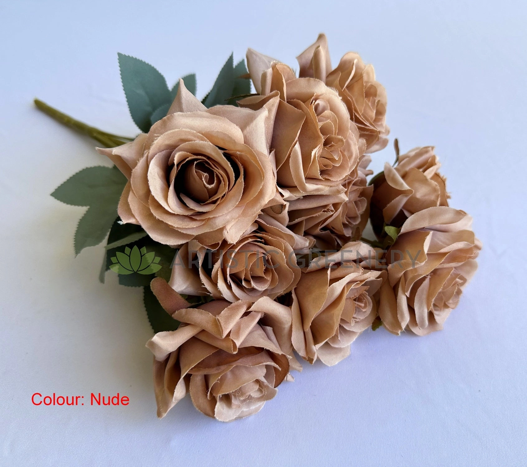 SP0375-S89 Rustic Rose Bunch 45cm Brown / Nude
