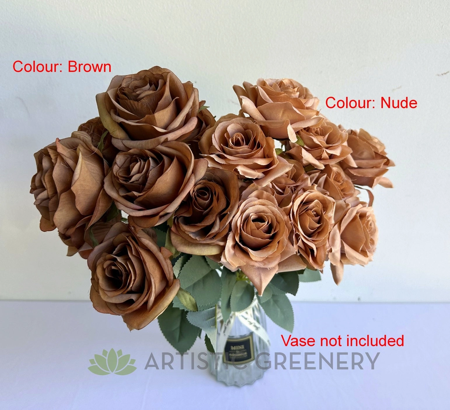 SP0375-S89 Rustic Rose Bunch 45cm Brown / Nude
