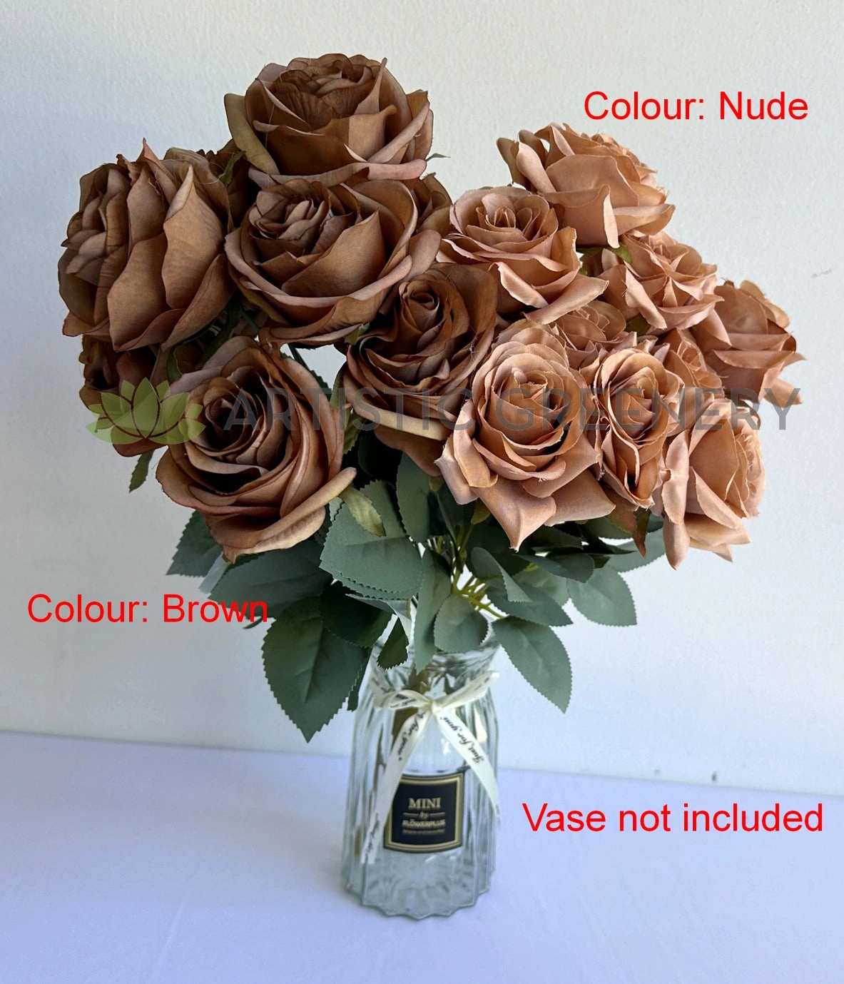 SP0375-S89 Rustic Rose Bunch 45cm Brown / Nude
