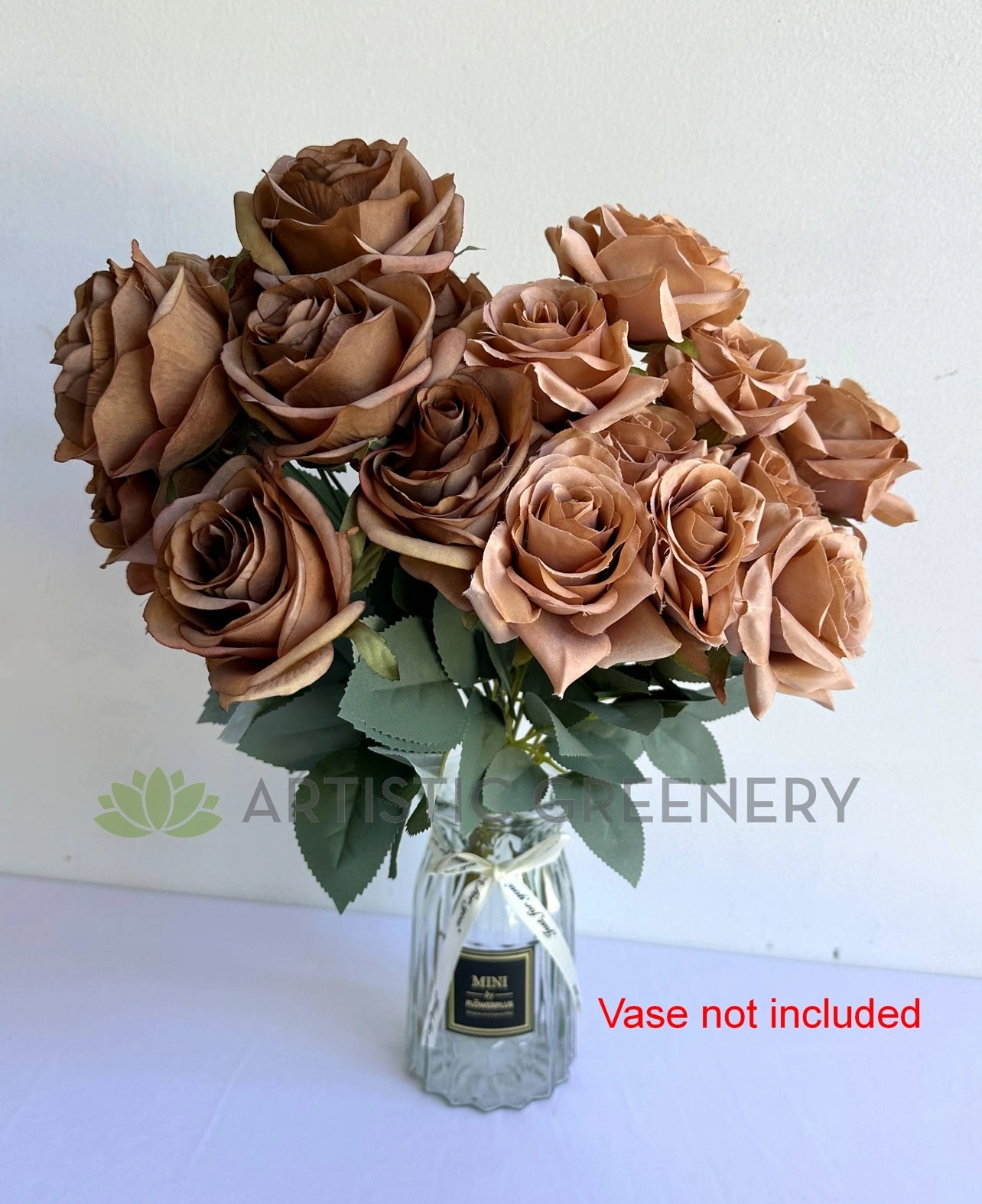 SP0375-S89 Rustic Rose Bunch 45cm Brown / Nude
