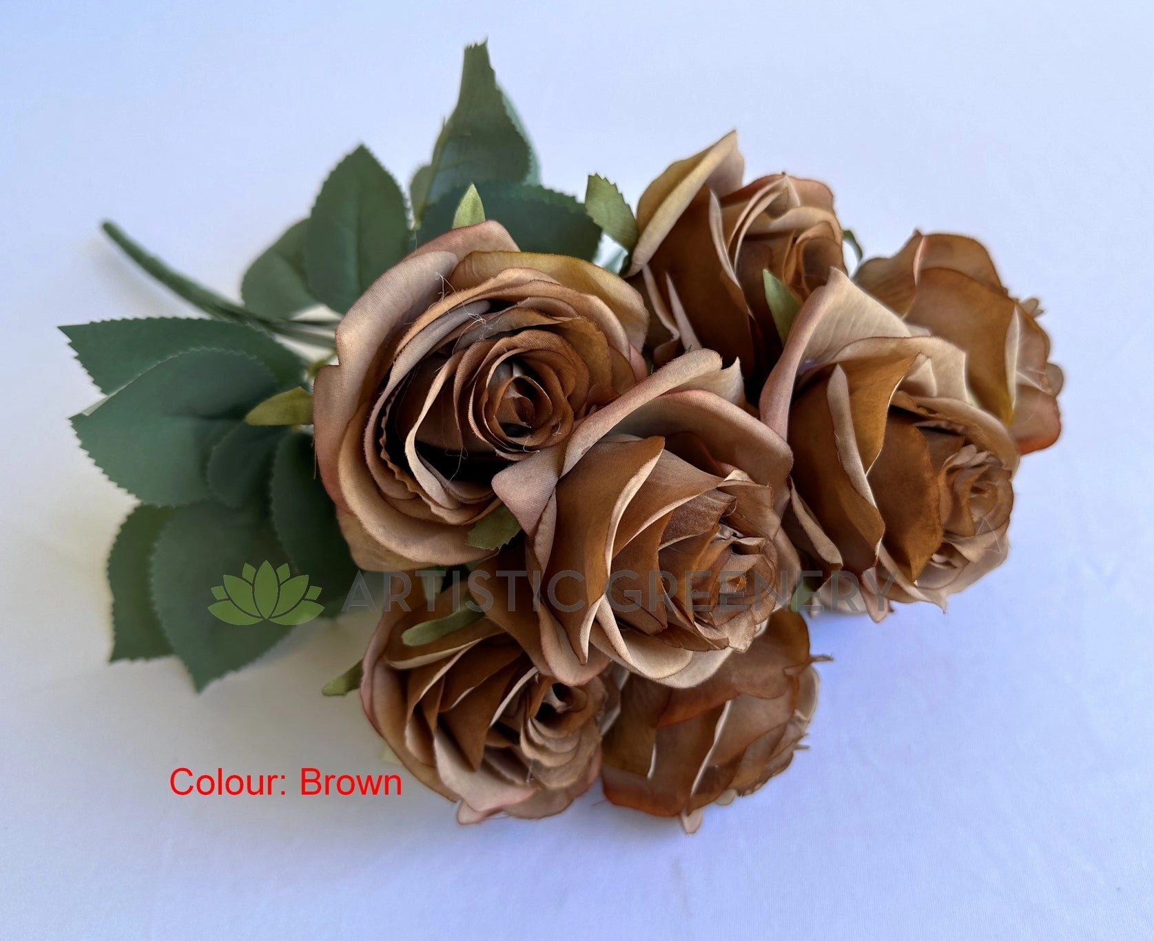 SP0375-S89 Rustic Rose Bunch 45cm Brown / Nude
