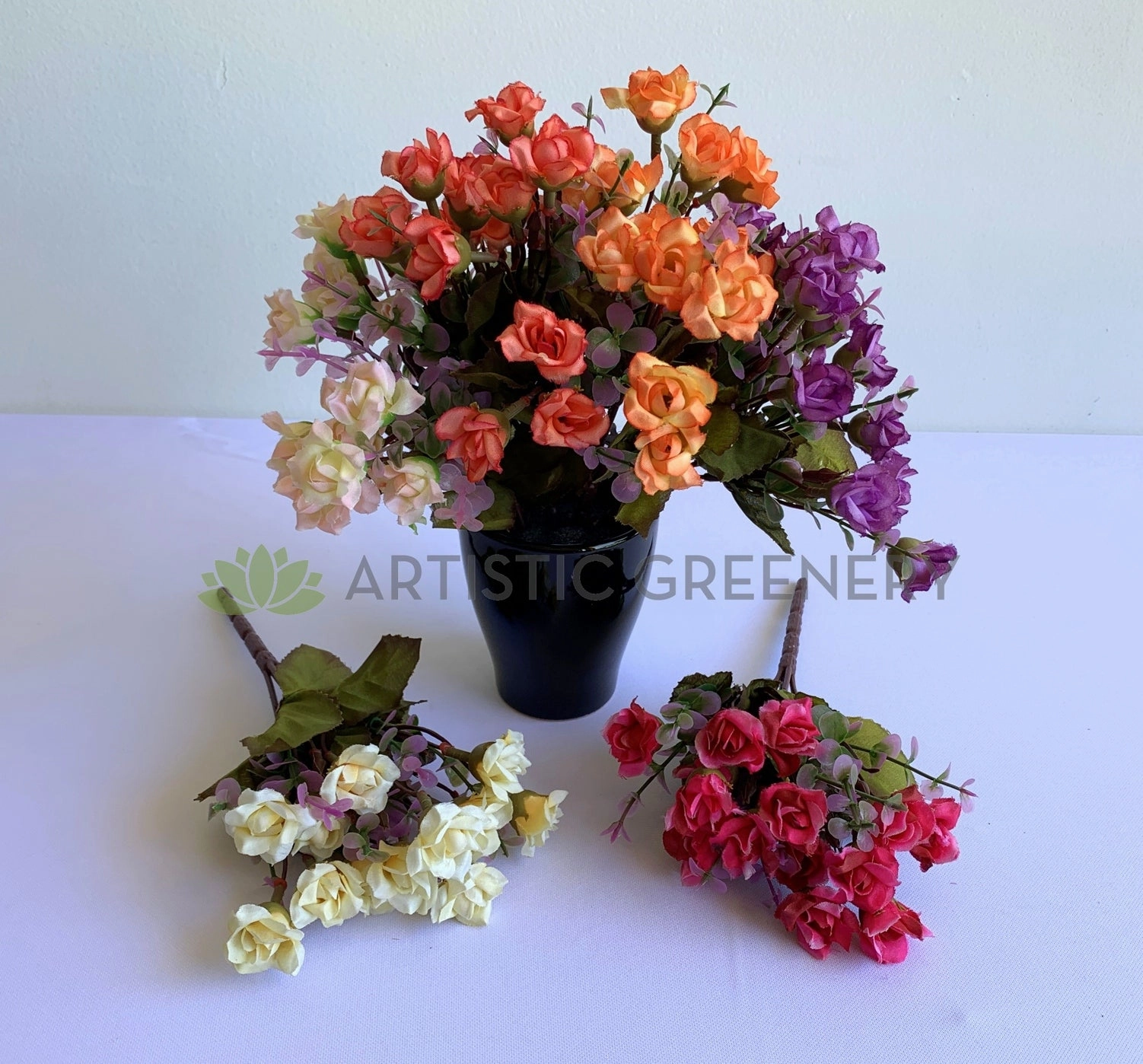 SP0382 Mini Rose Bunch 22cm 6 colours (CLEARANCE STOCK)