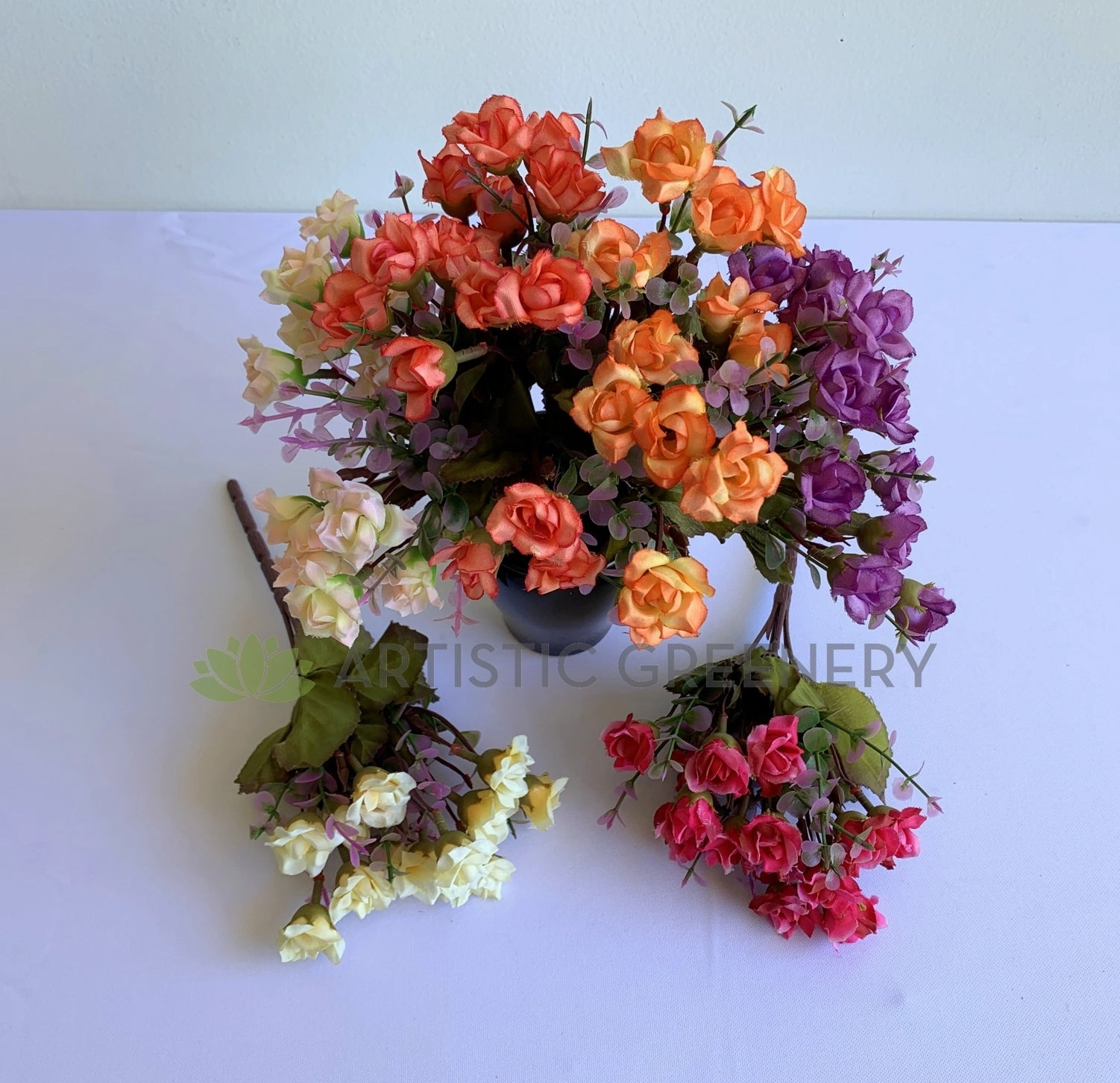 SP0382 Mini Rose Bunch 22cm 6 colours (CLEARANCE STOCK)
