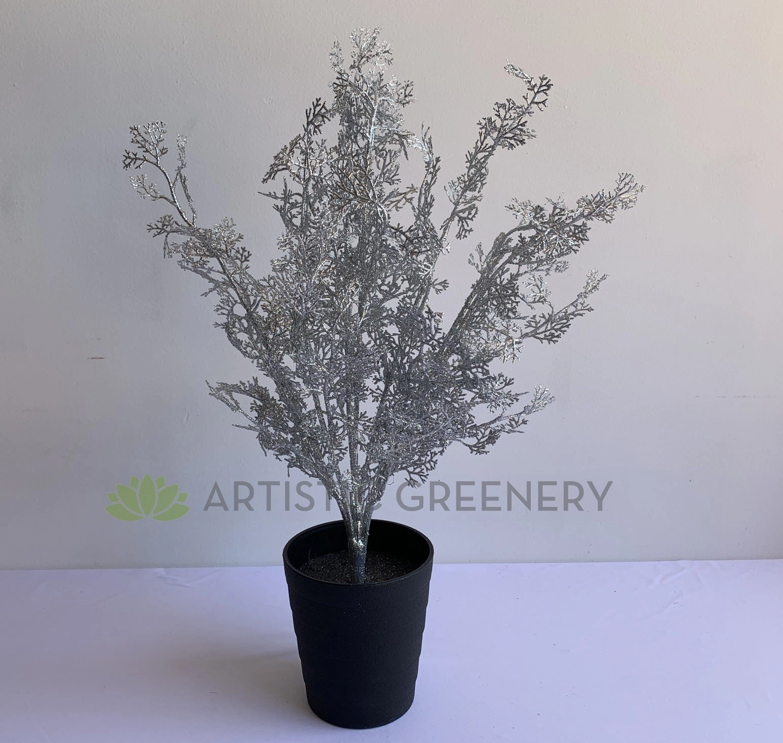 SP0389 Silver Glitter Dusty Miller Bunch 56cm