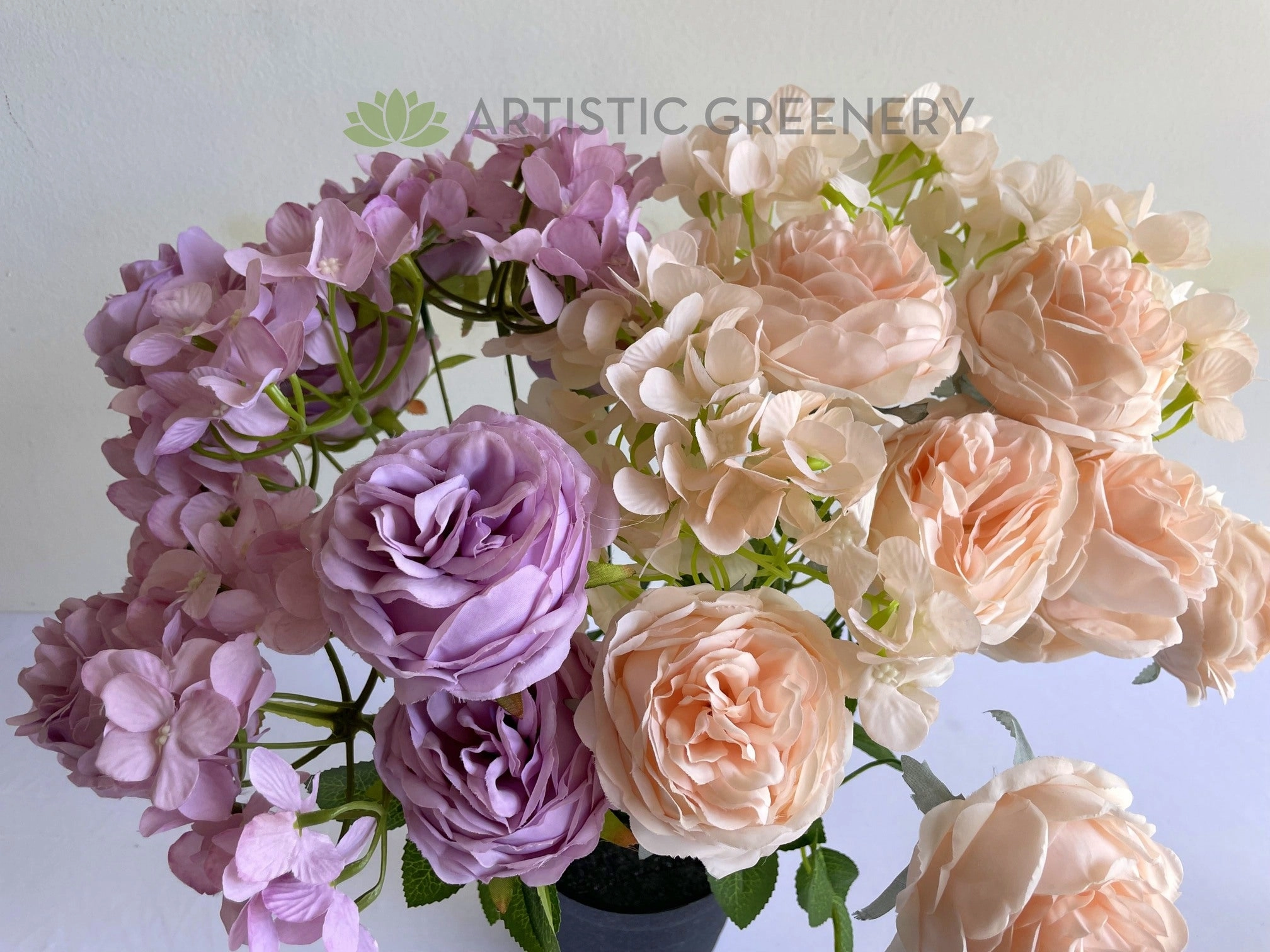 SP0411 Peony & Hydrangea Bunch 45cm Blush / Lilac
