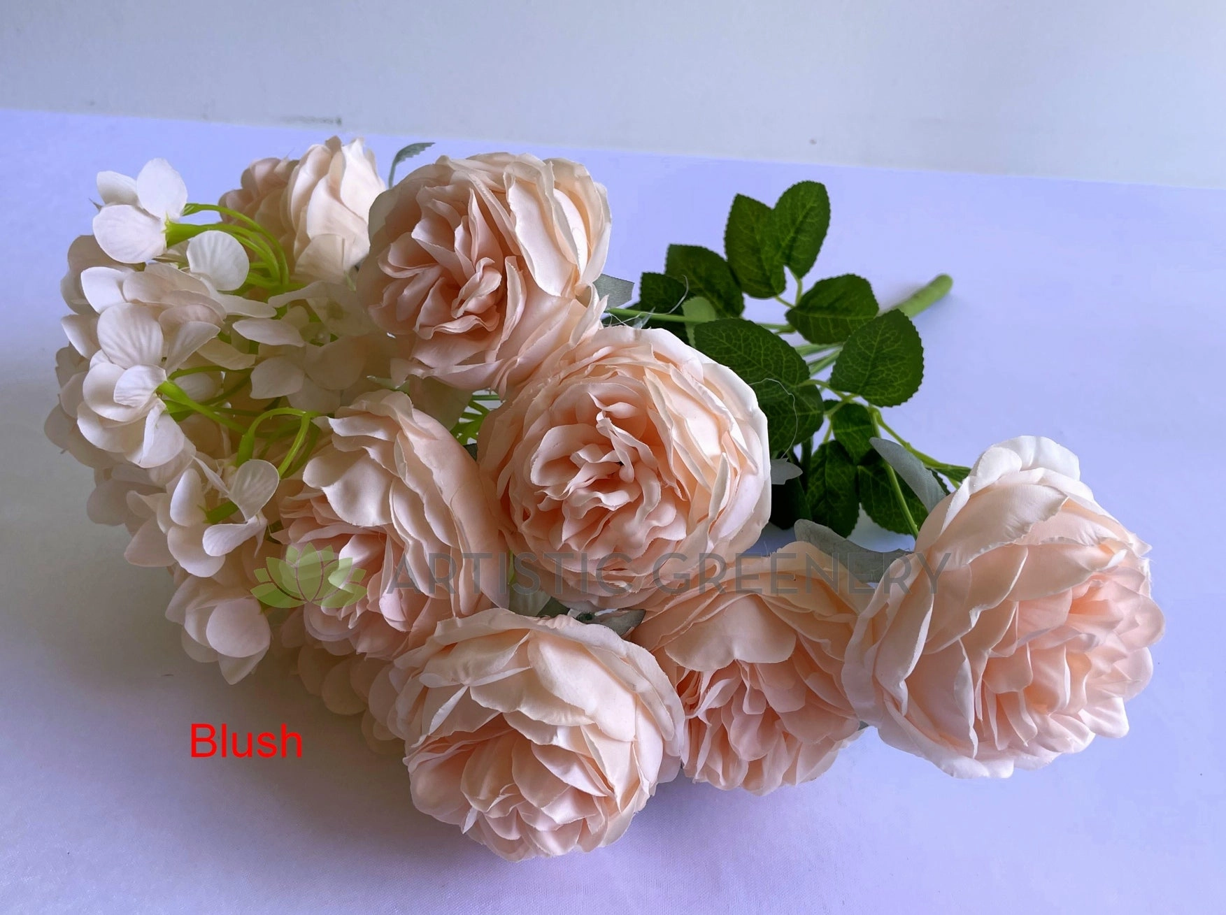 SP0411 Peony & Hydrangea Bunch 45cm Blush / Lilac