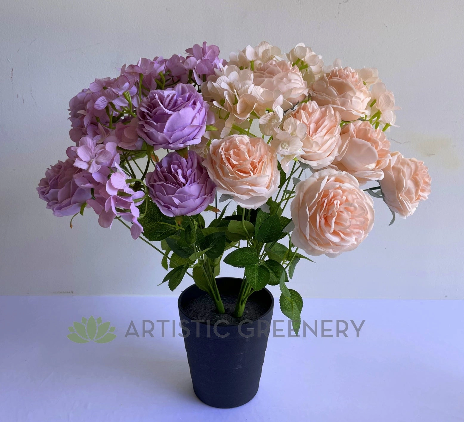 SP0411 Peony & Hydrangea Bunch 45cm Blush / Lilac