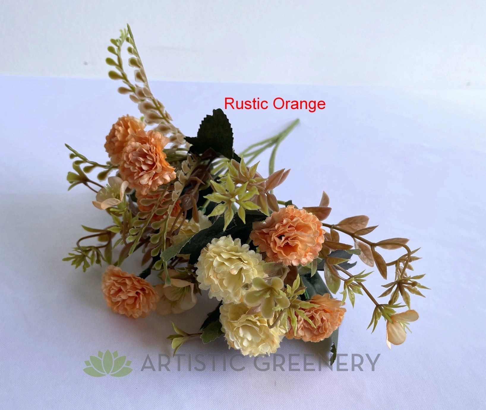 SP0419 Small Rustic Corn Flower / Carnation Bunch 28cm Rustic Pink / Rustic Orange