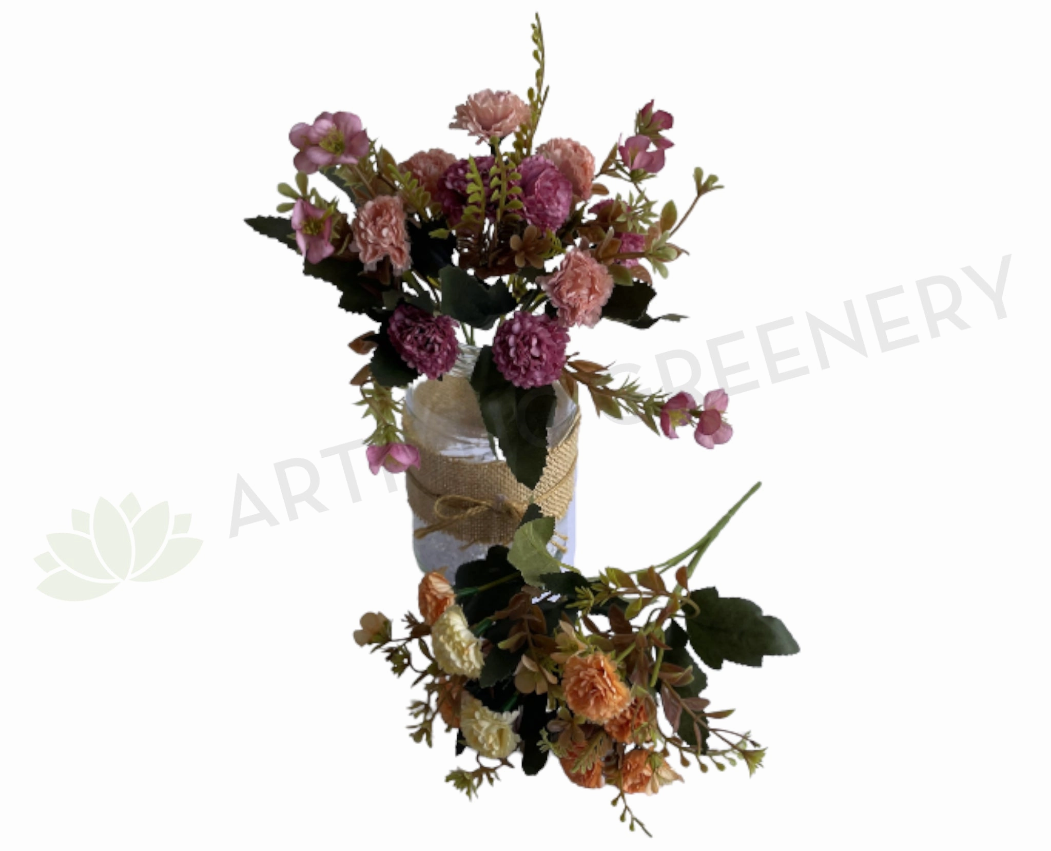 SP0419 Small Rustic Corn Flower / Carnation Bunch 28cm Rustic Pink / Rustic Orange indoor houseplants  