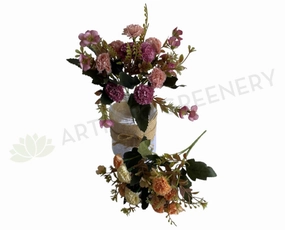 SP0419 Small Rustic Corn Flower / Carnation Bunch 28cm Rustic Pink / Rustic Orange indoor houseplants  
