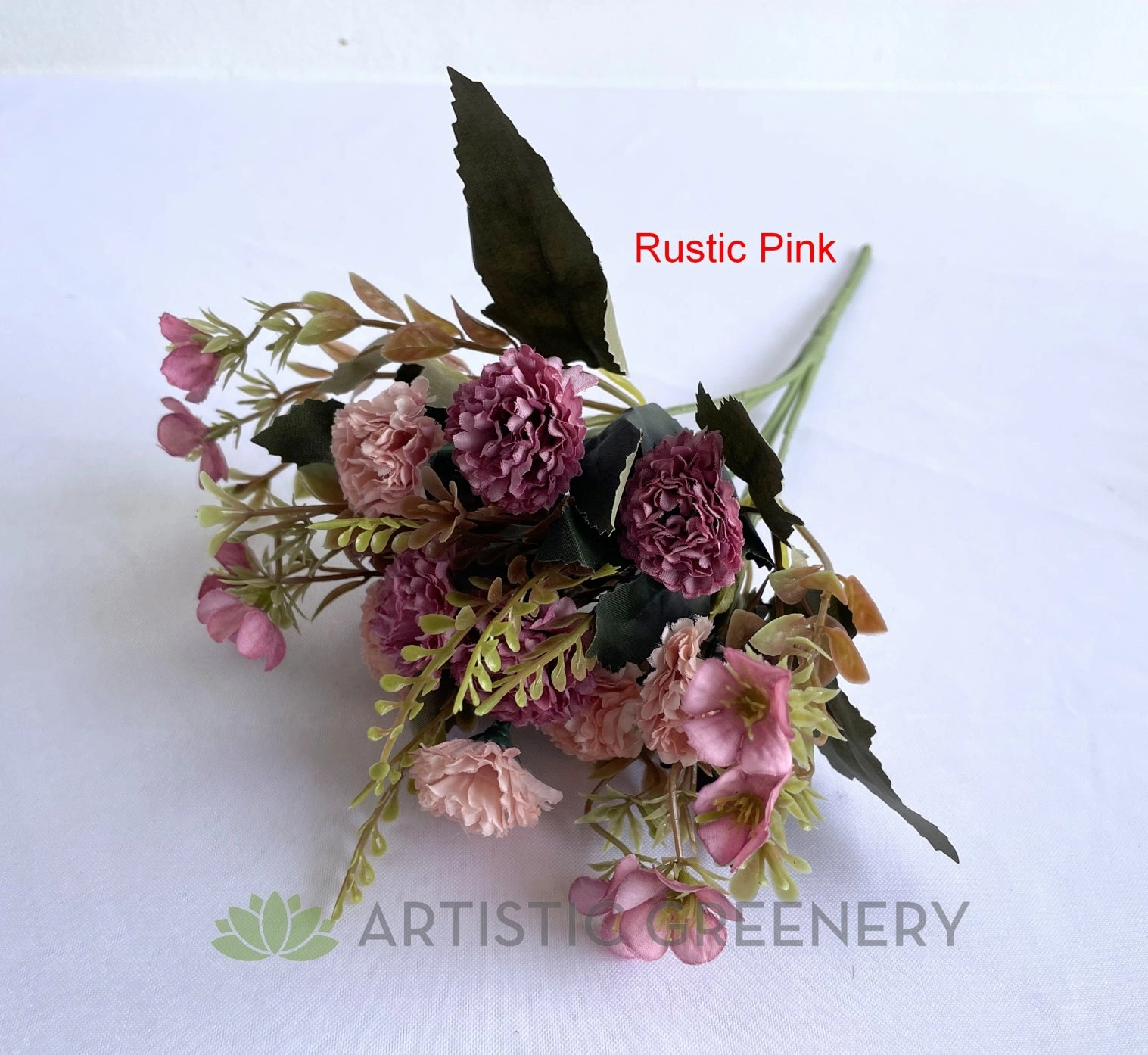 SP0419 Small Rustic Corn Flower / Carnation Bunch 28cm Rustic Pink / Rustic Orange
