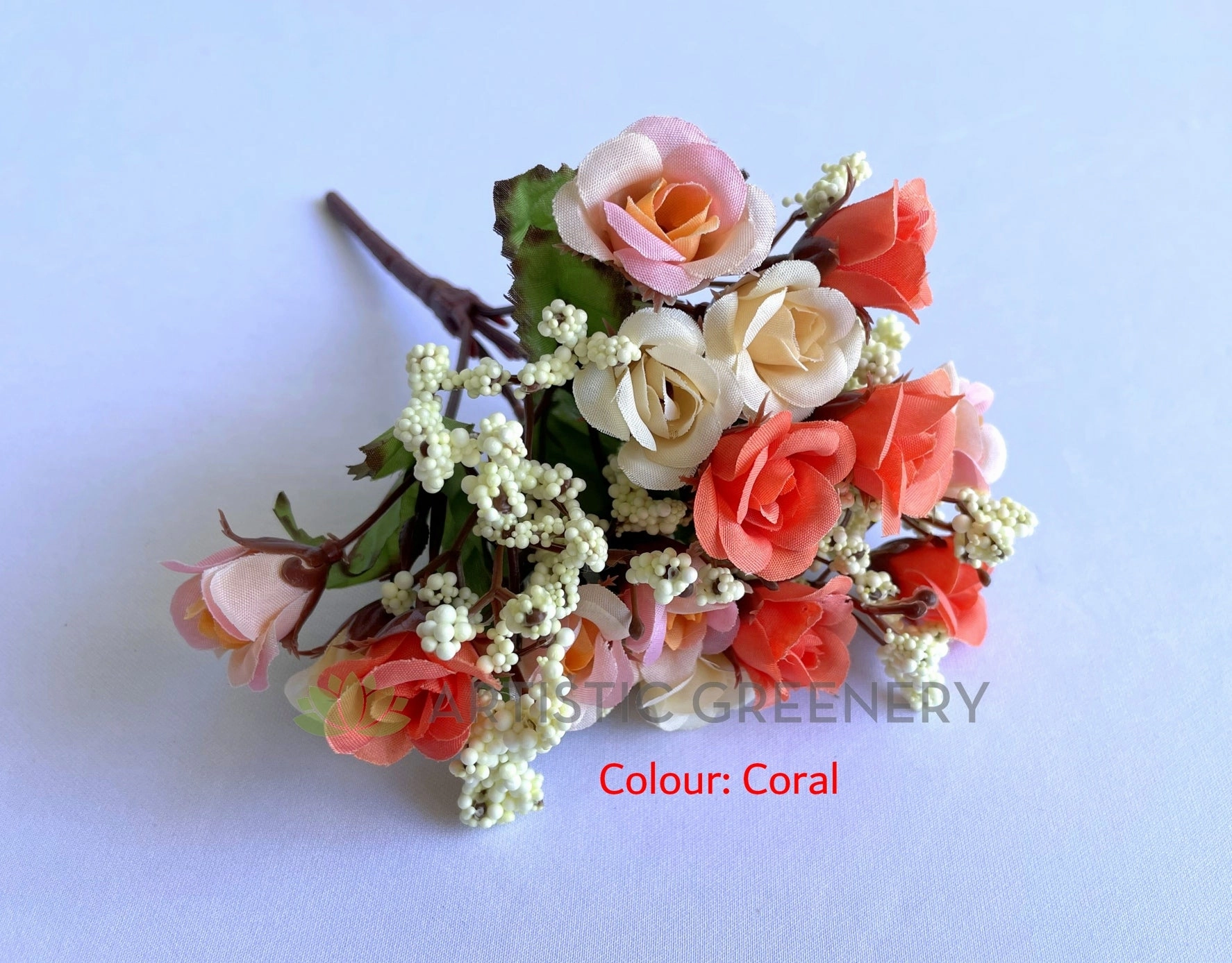 SP0427 Mini Rose Bunch 22cm Pink / Coral