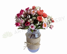 SP0427 Mini Rose Bunch 22cm Pink / Coral indoor houseplants  
