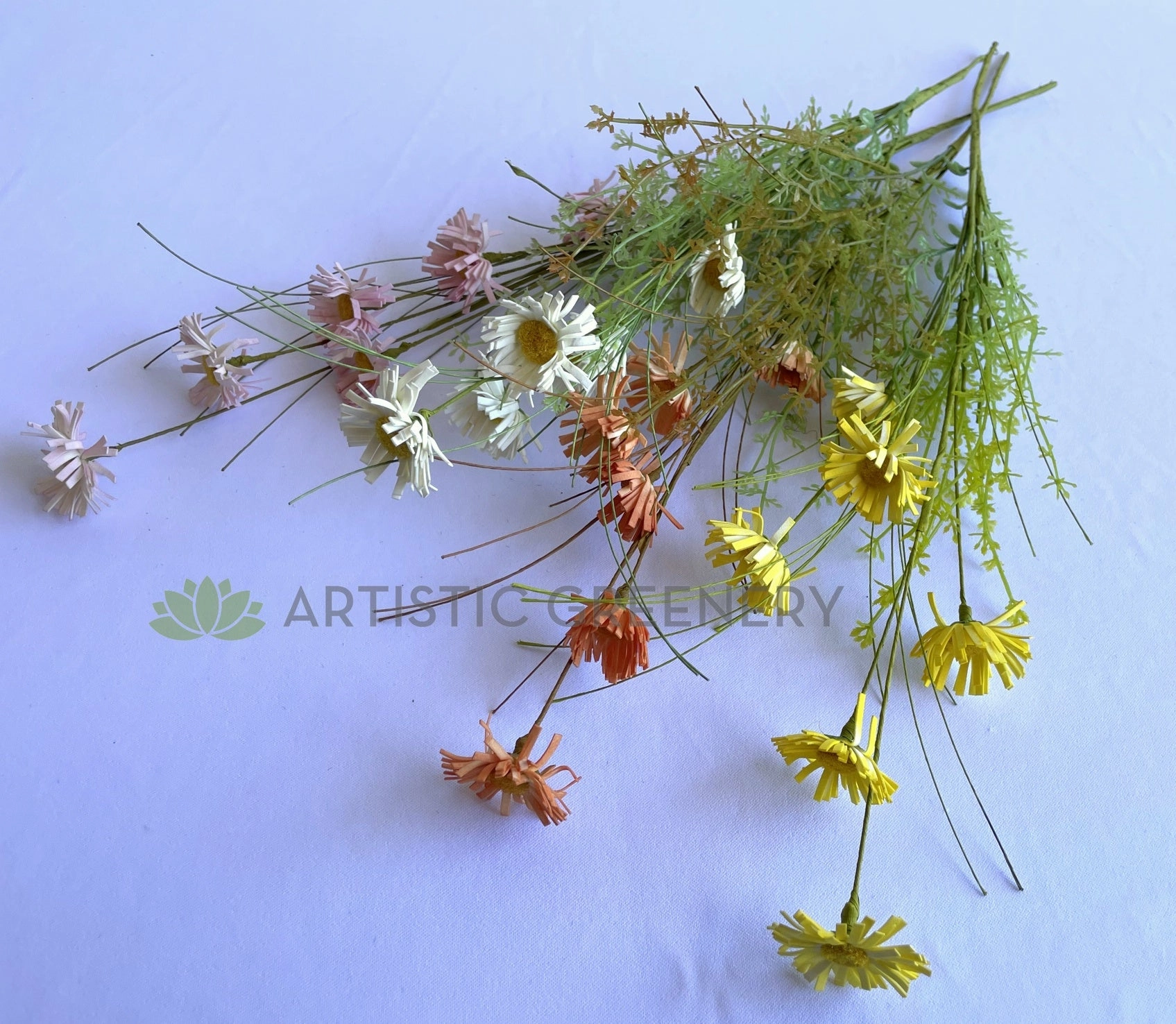 SP0433 Dried Flower Style Daisy Bunch 63cm 4 Colours