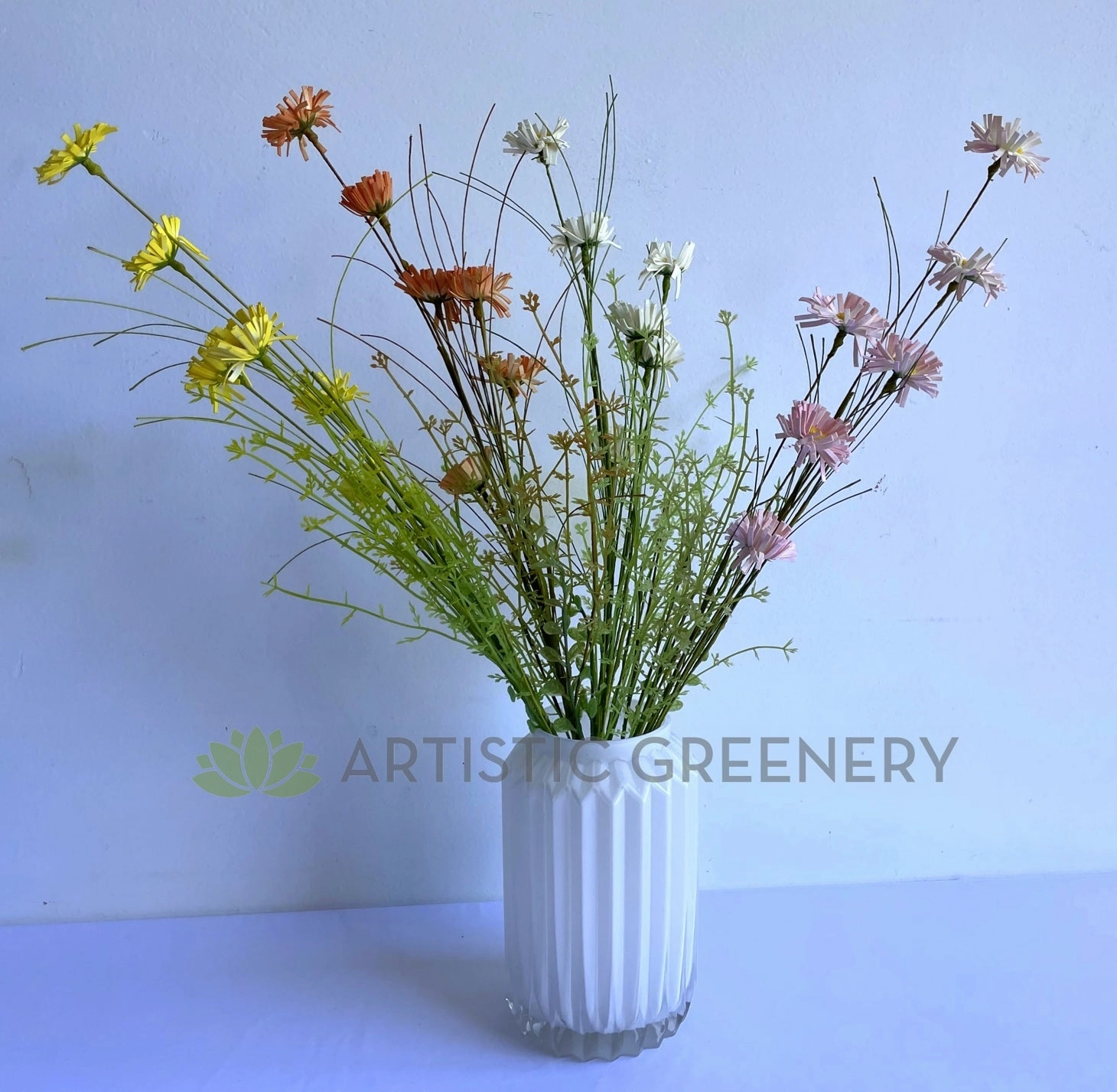 SP0433 Dried Flower Style Daisy Bunch 63cm 4 Colours