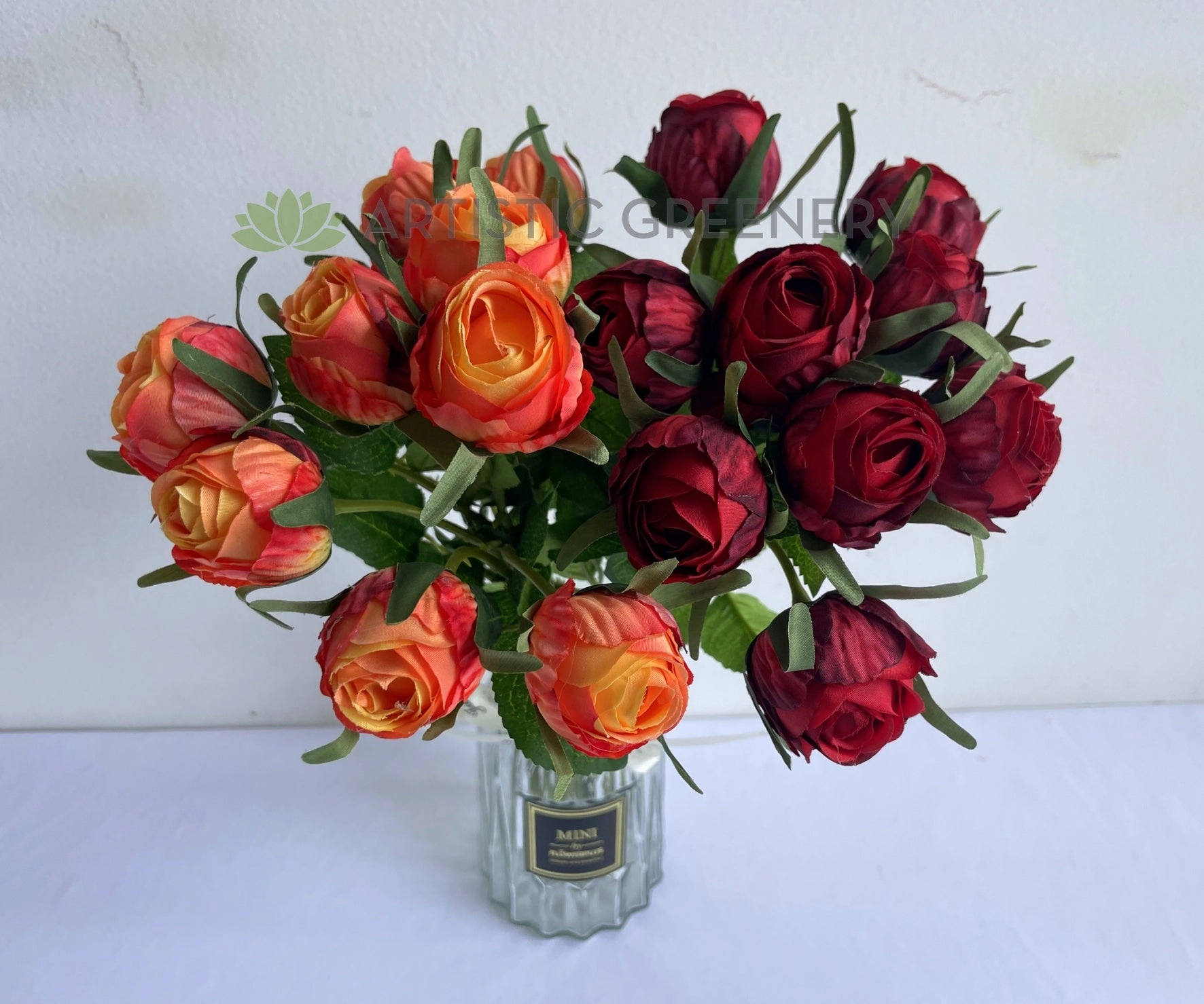 SP0439 Small Cabbage Bunch 36cm (9 Stems) Orange / Red