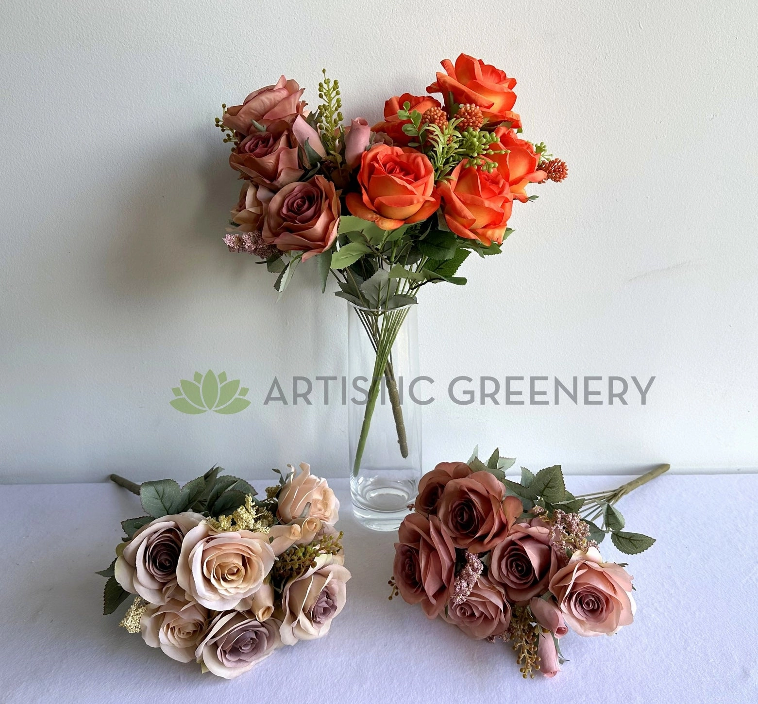 SP0447 European Rose Bunch 49cm (avail in 4 colours)