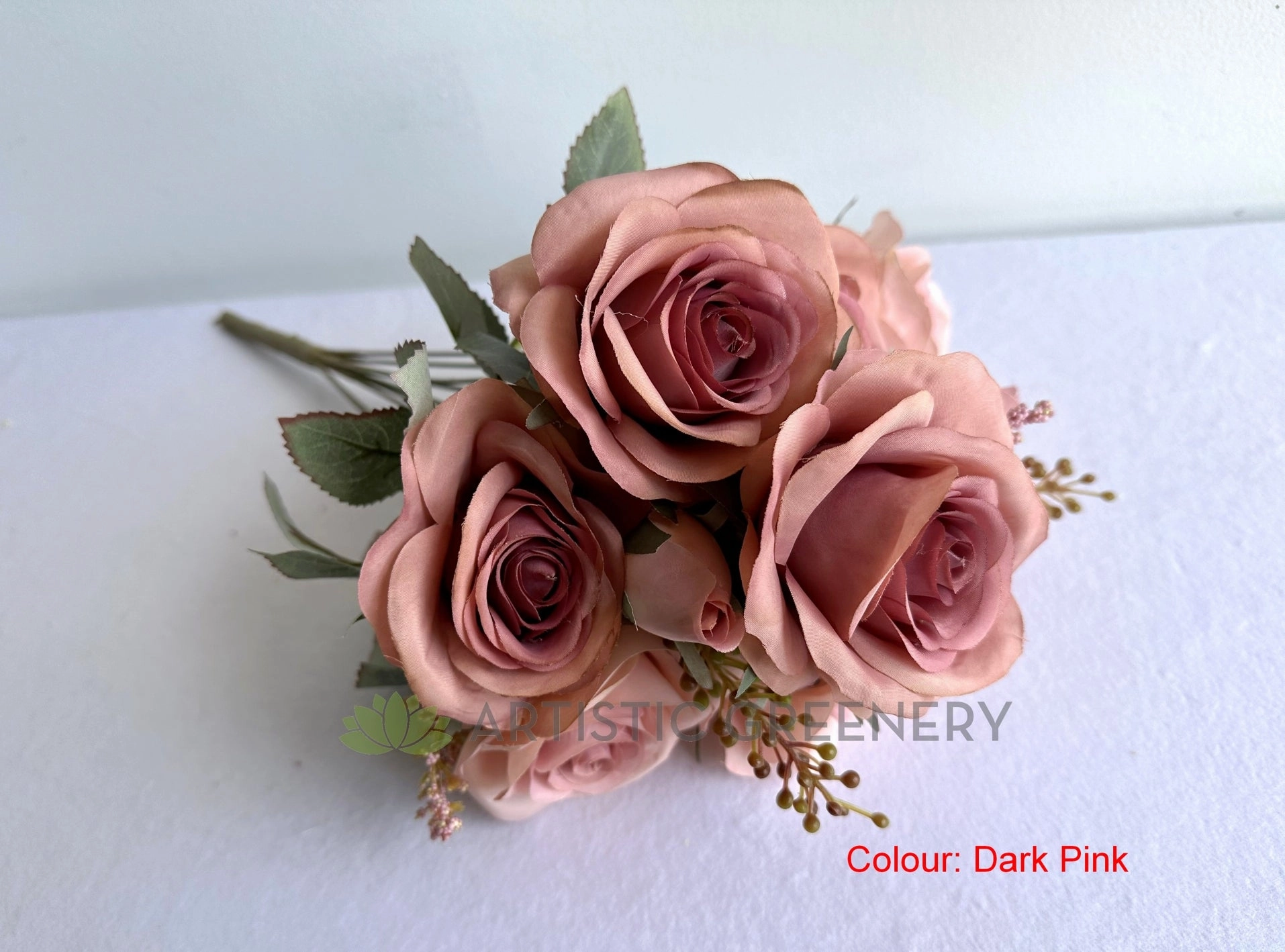 SP0447 European Rose Bunch 49cm (avail in 4 colours)