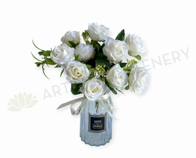 SP0450-S92 Small Rose Bunch 29cm White indoor houseplants  