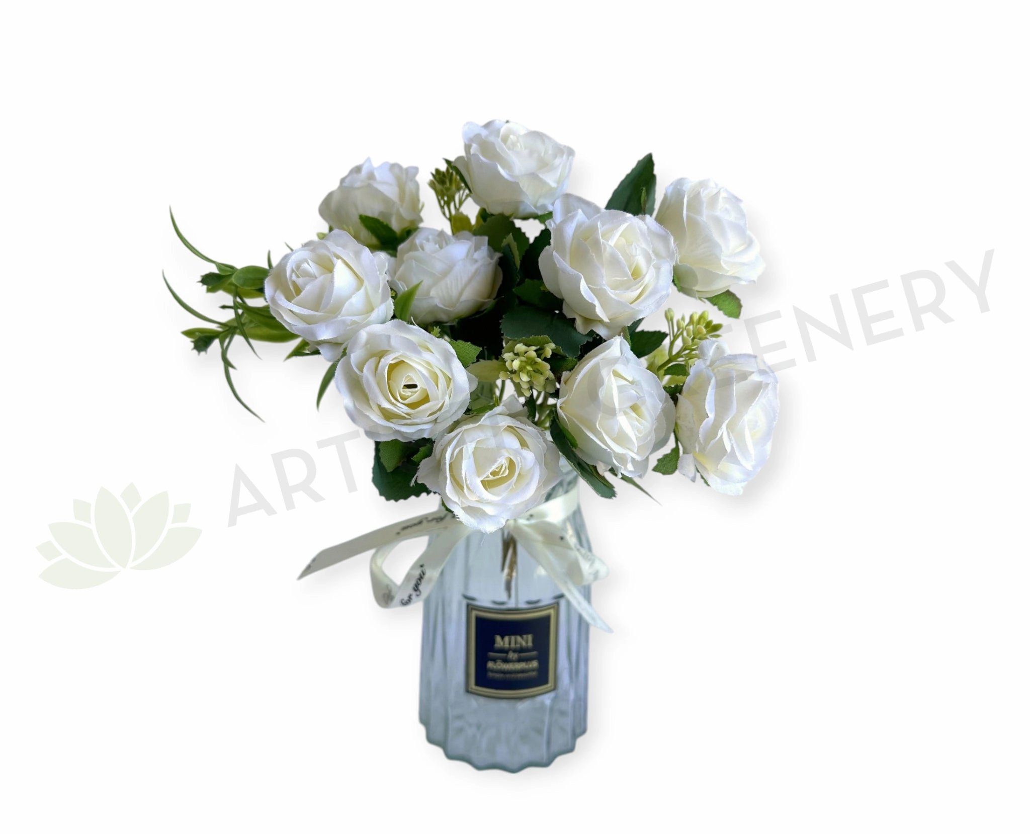 SP0450-S92 Small Rose Bunch 29cm White indoor houseplants  