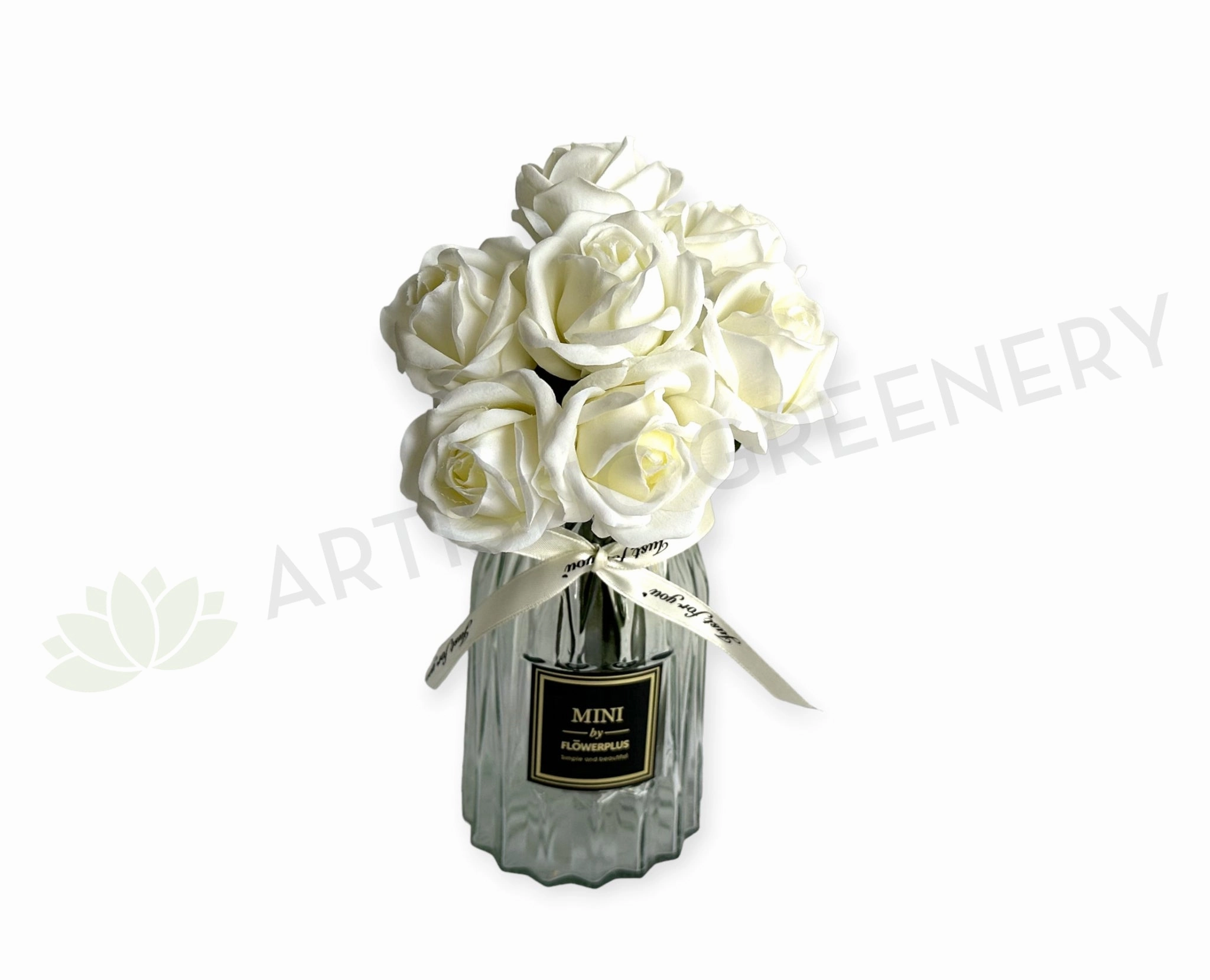 SP0451 Real Touch Latex Rose Bunch 23cm White indoor houseplants  