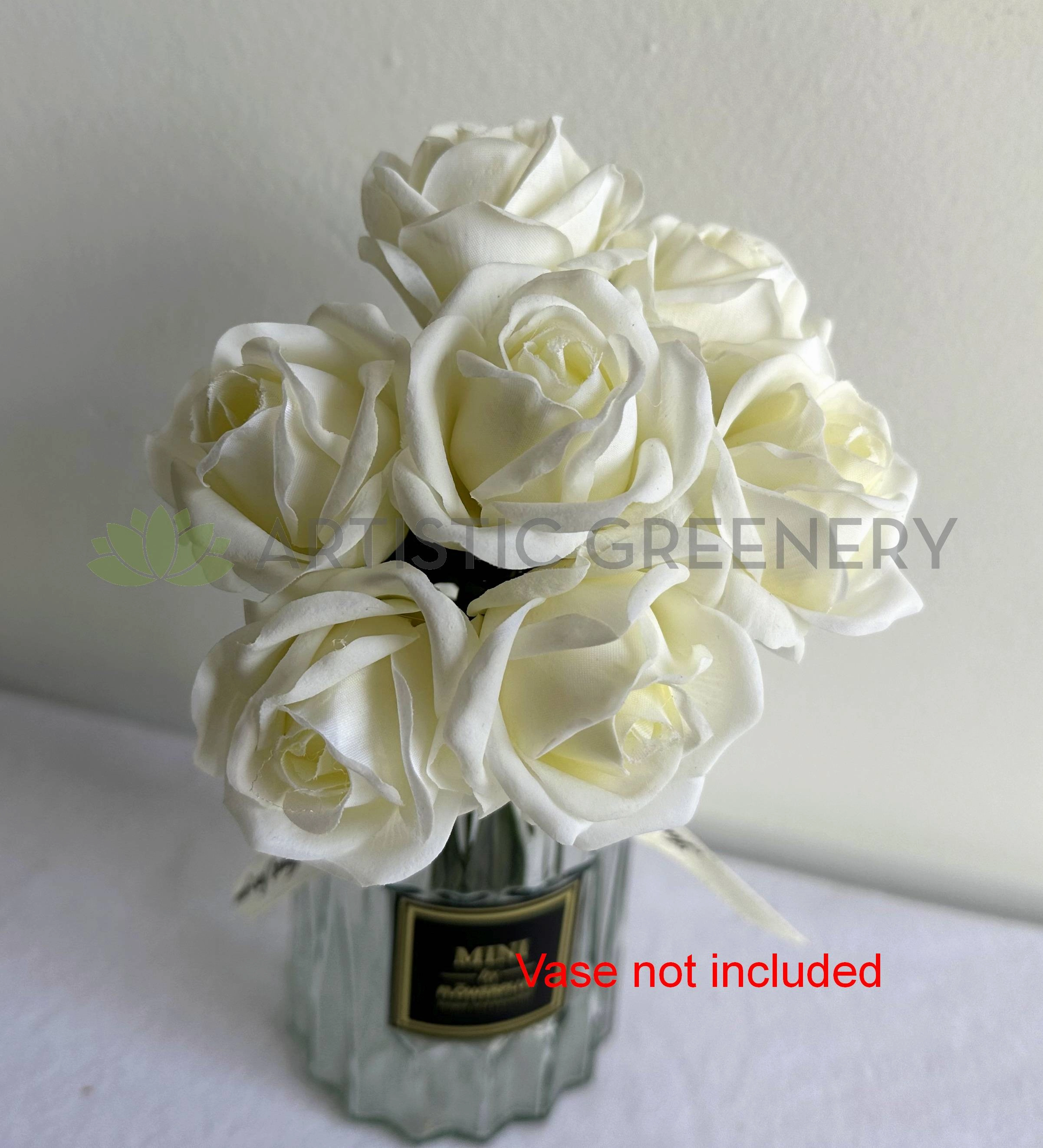 SP0451 Real Touch Latex Rose Bunch 23cm White