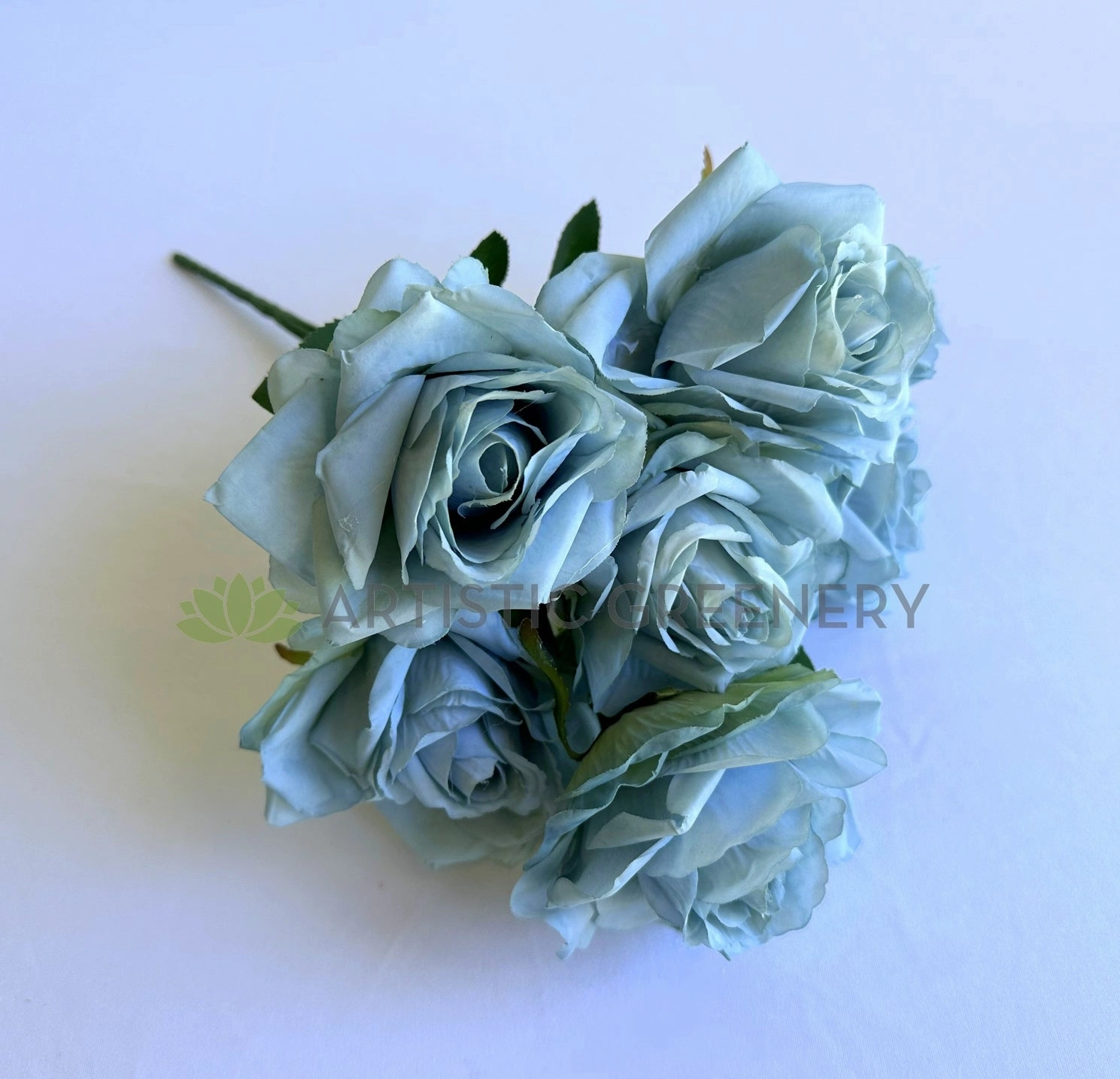 SP0453 Rustic Blue Rose Bunch 32cm
