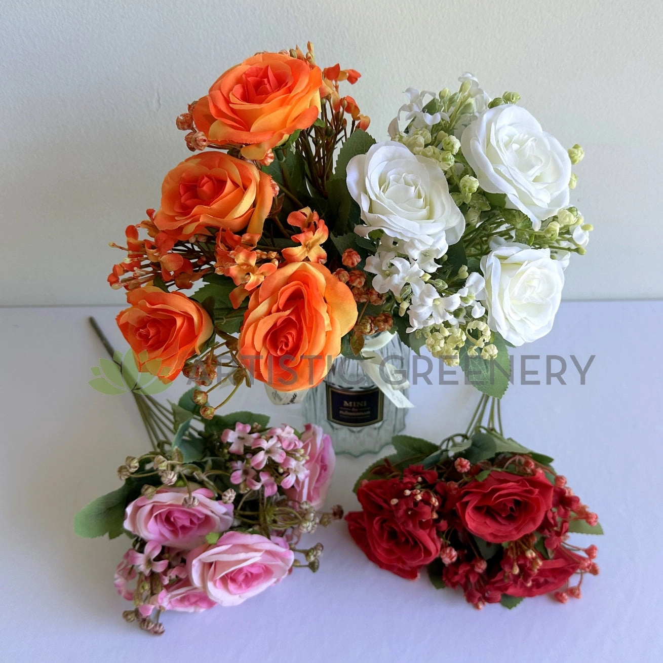 SP0473 Garden Rose Bunch 32cm 4 Colours