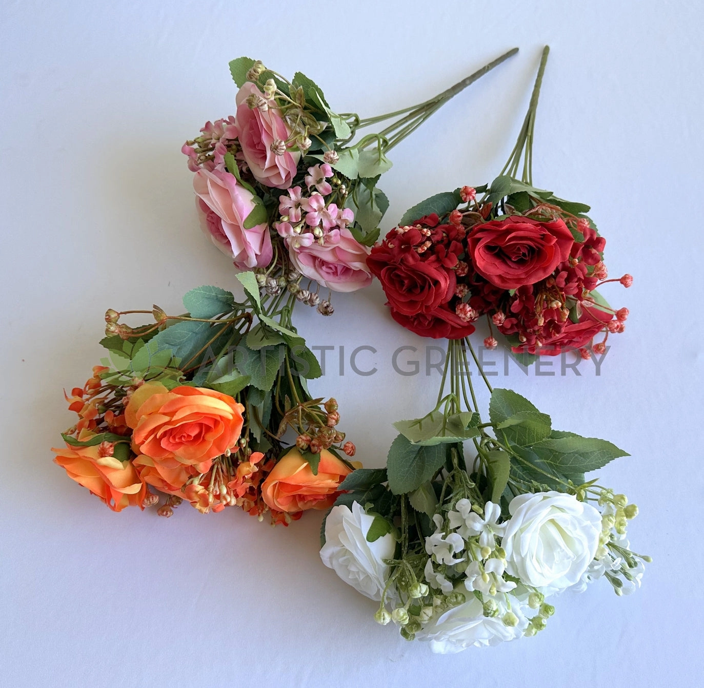 SP0473 Garden Rose Bunch 32cm 4 Colours