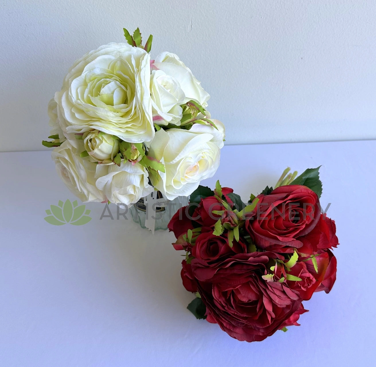 SP0475 Rose Posy 24cm Red / Off White
