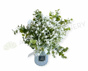 SP0480 Gypso & Eucalyptus Bouquet 32cm xl flower pot  