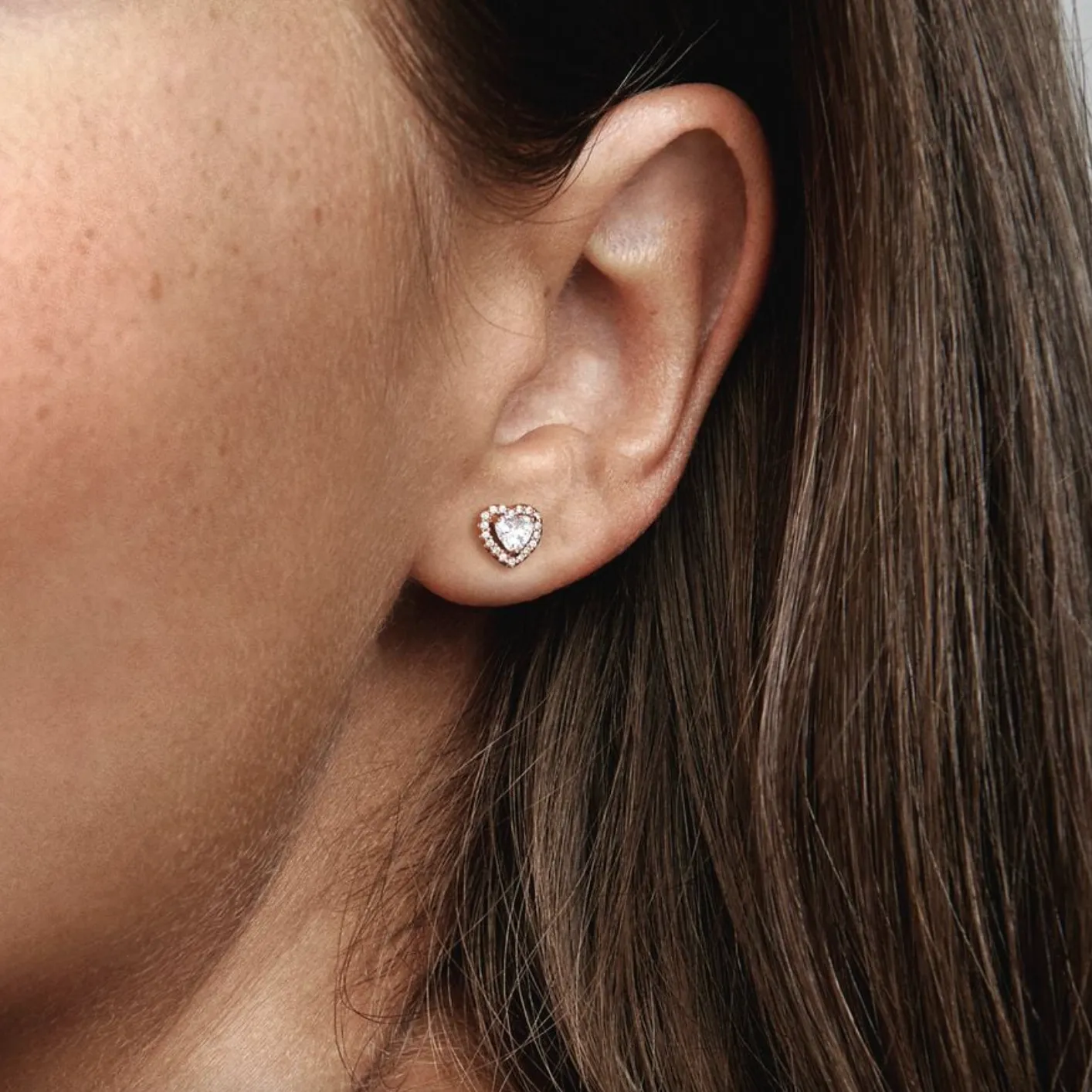 Sparkling Elevated Heart Stud Earrings