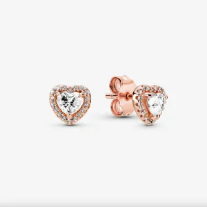 Sparkling Elevated Heart Stud Earrings