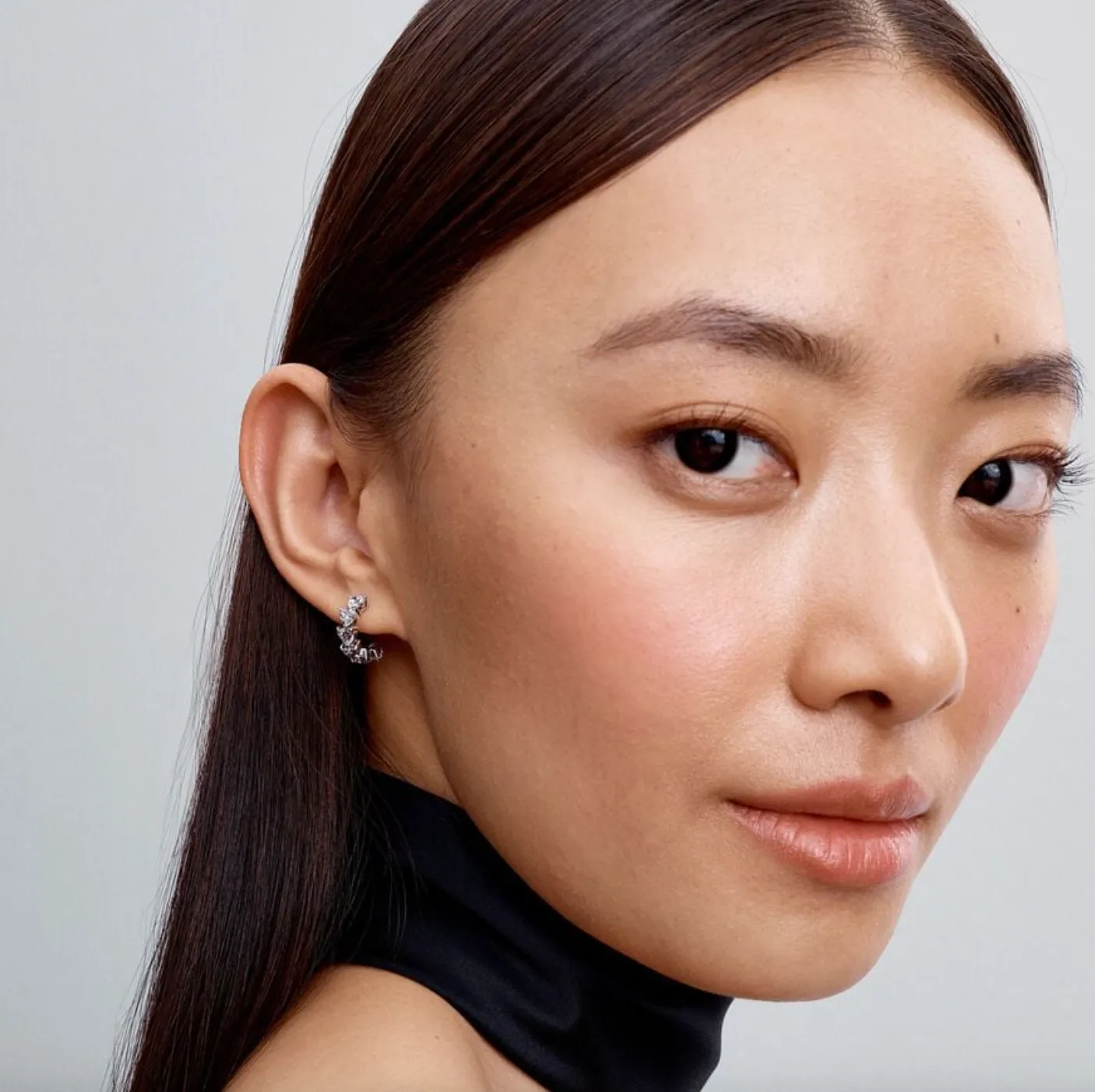 Sparkling Hearts Open Hoop Earrings
