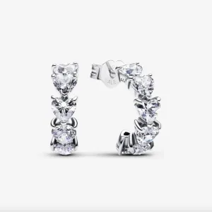 Sparkling Hearts Open Hoop Earrings
