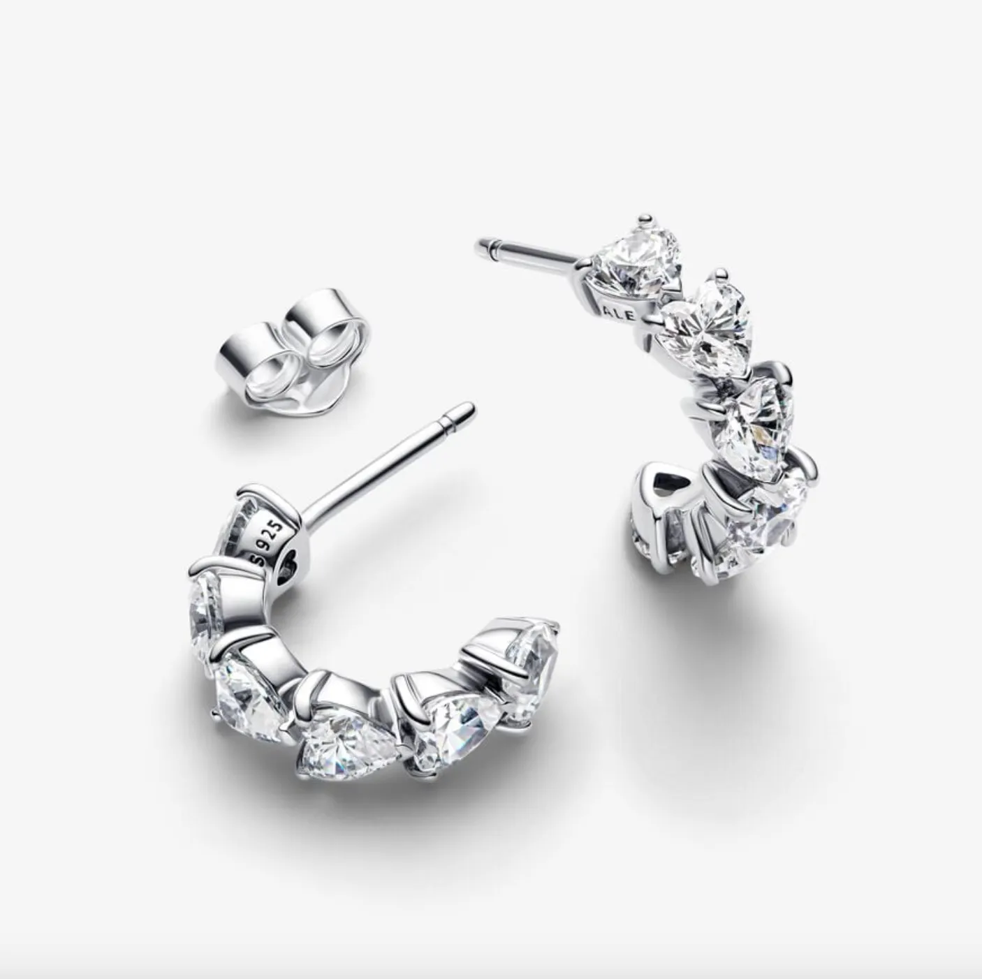 Sparkling Hearts Open Hoop Earrings