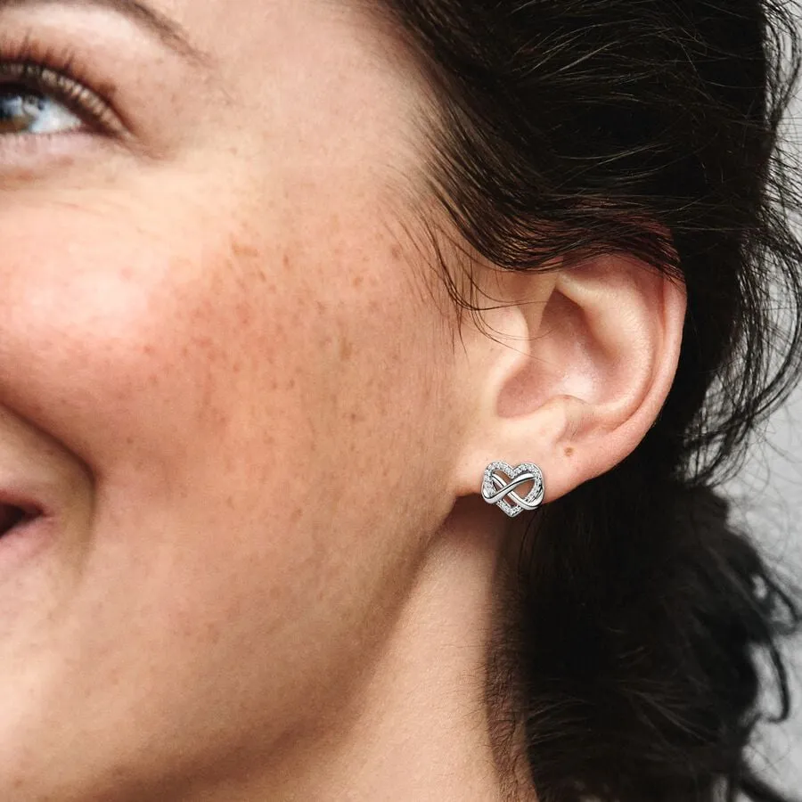 Sparkling Infinity Heart Stud Earrings