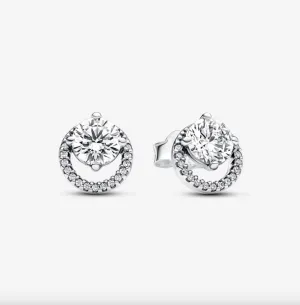 Sparkling Round Halo Stud Earrings