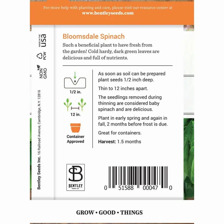 Spinach, Bloomsdale Savoy Seed Packets