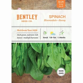 Spinach, Bloomsdale Savoy Seed Packets floating plant shelf  