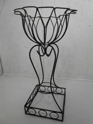 Square Base Planter with Curled Top dried flower branch  