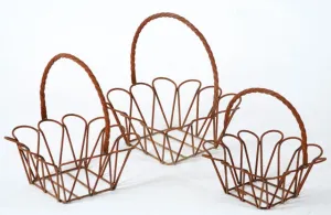 Square Baskets with Rope Handle Set of 3 dried flower branch  