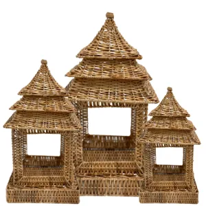 Square Wicker Pagoda dried flowers  