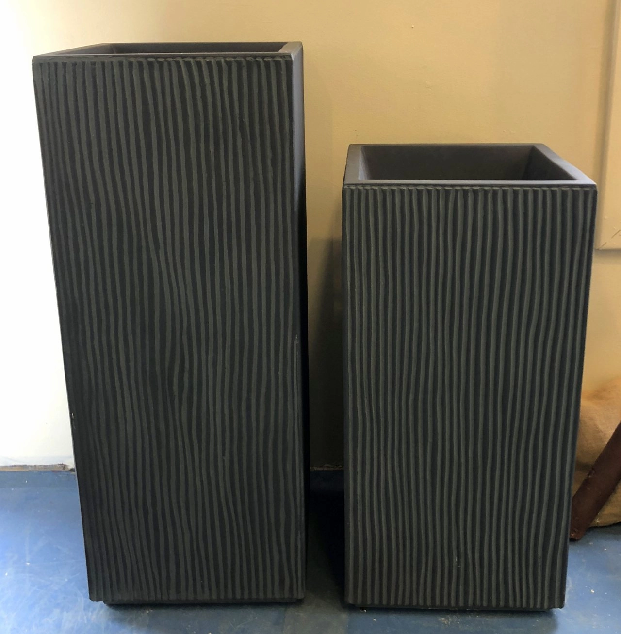 Square Fiberglass Pot - Slate Colour (Code: FGVERTLINE)