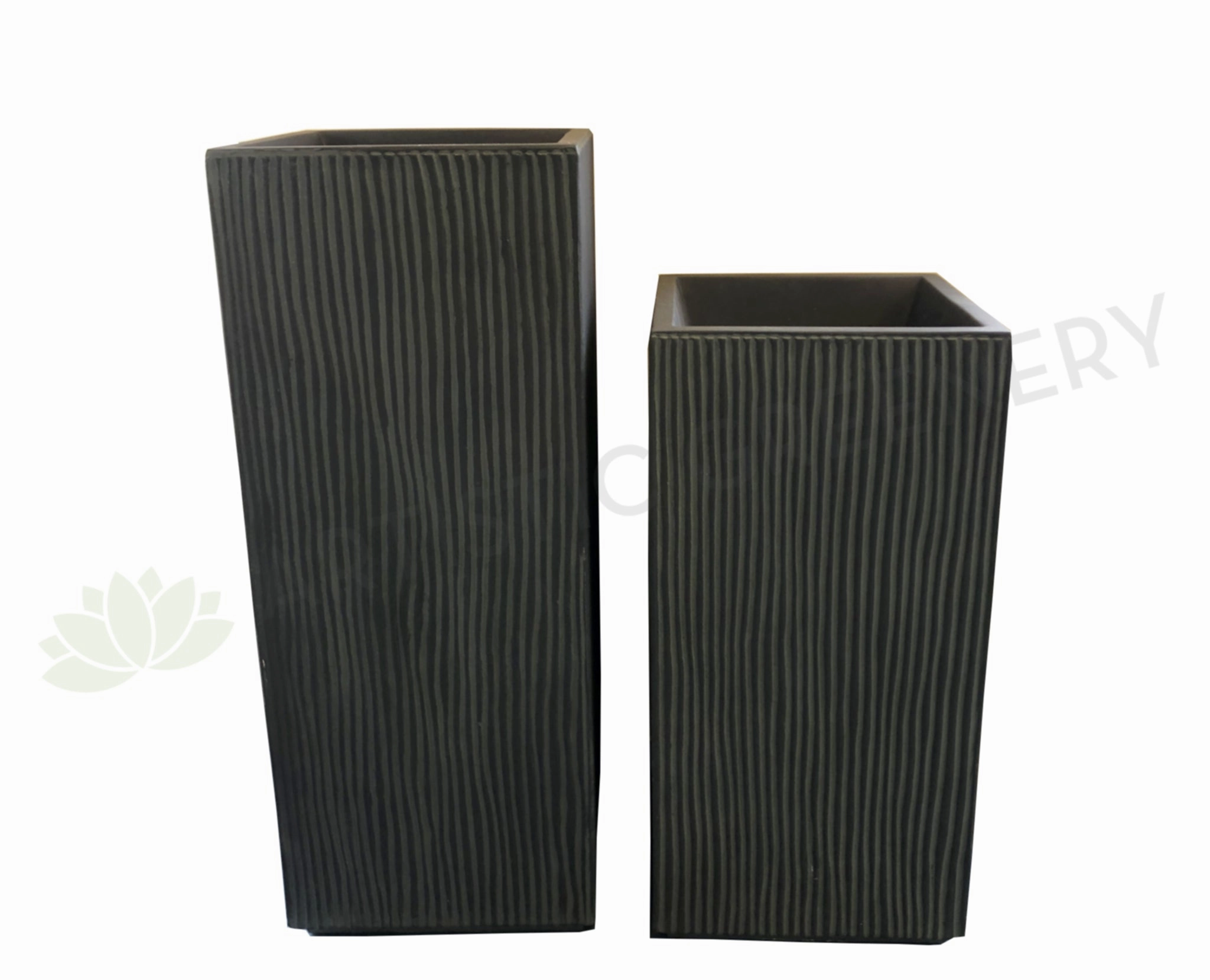 Square Fiberglass Pot - Slate Colour (Code: FGVERTLINE) outdoor greenery  