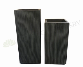 Square Fiberglass Pot - Slate Colour (Code: FGVERTLINE) outdoor greenery  